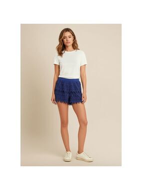 Express Blue Lace Layered Shorts Size M